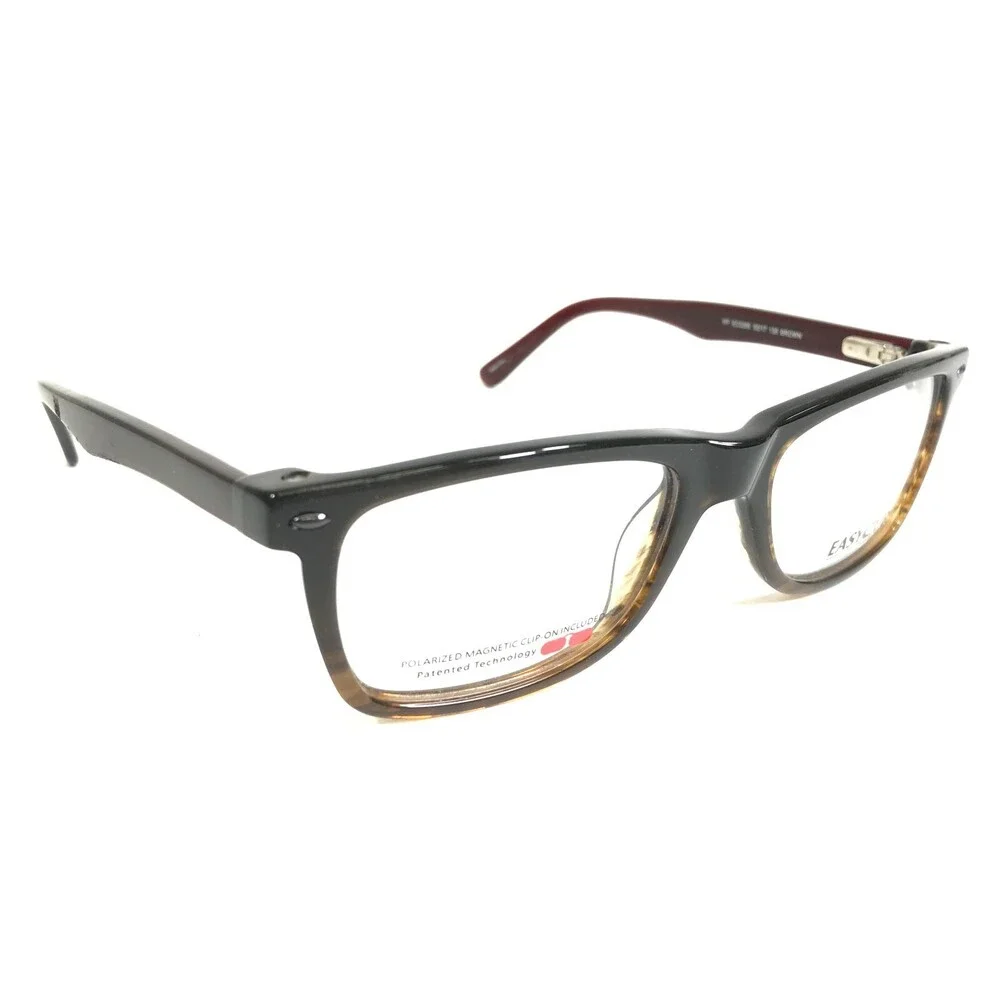 Easyclip Eyeglasses Frames WF EC3285 BROWN Red Square with Clip On Lenses